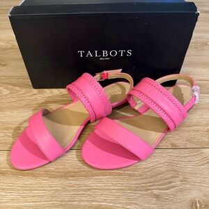NWT Talbots Women's Keri Flats Watermelon Sandal Sling Back Leather Size 9.5W
